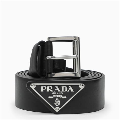 cintura prada uomo chiusura|Cintura in pelle con logo in Nero .